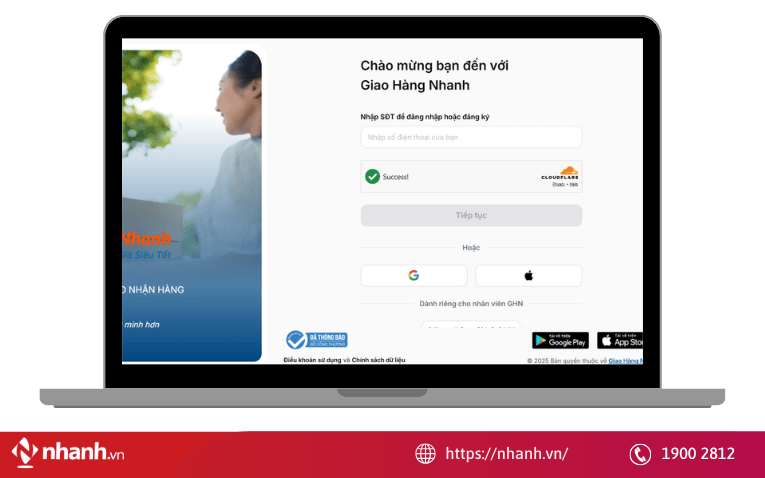 Nhập số điện thoại và mật khẩu