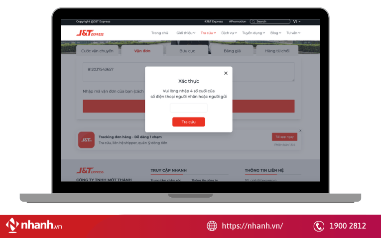 Nhập thông tin xác minh theo yêu cầu