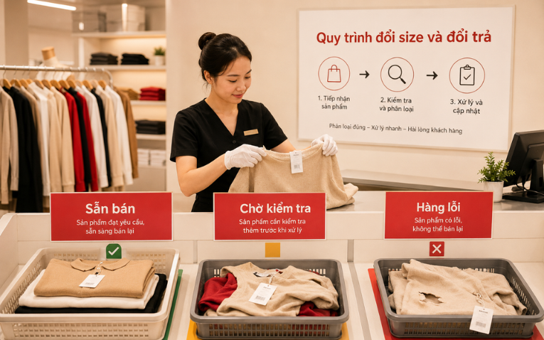 Phân loại hàng khách trả lại tại shop thời trang