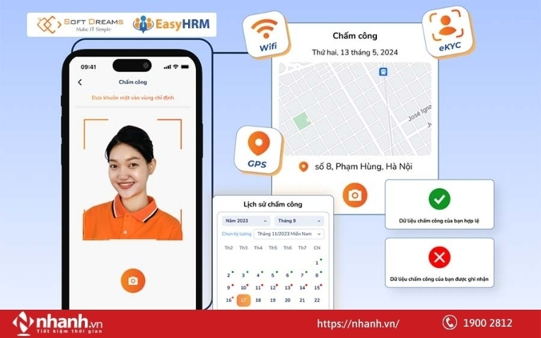 Phần mềm chấm công bằng khuôn mặt EasyHRM