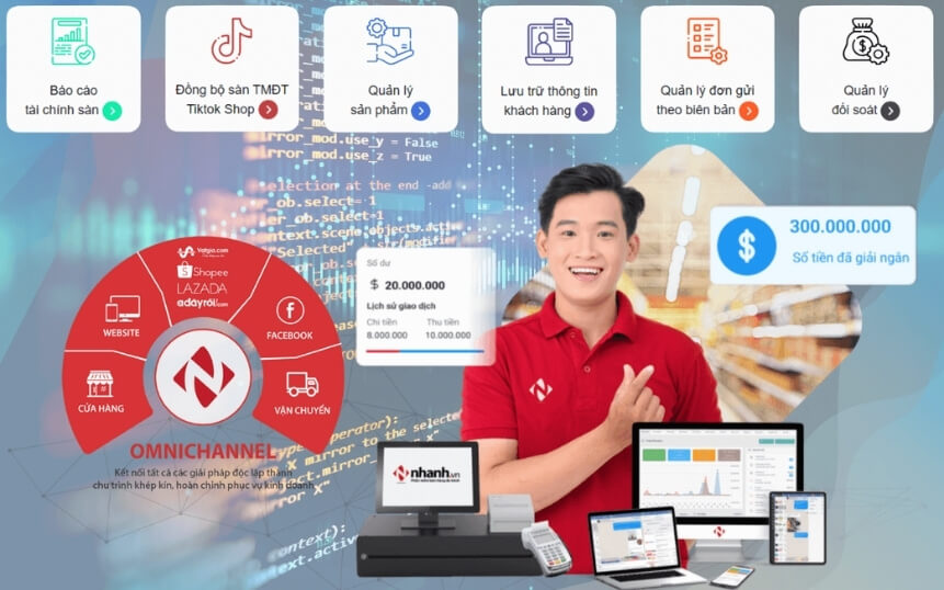 Phần mềm Nhanh.vn được sử dụng trên nhiều thiết bị giúp người bán hàng có thể quản lý từ xa
