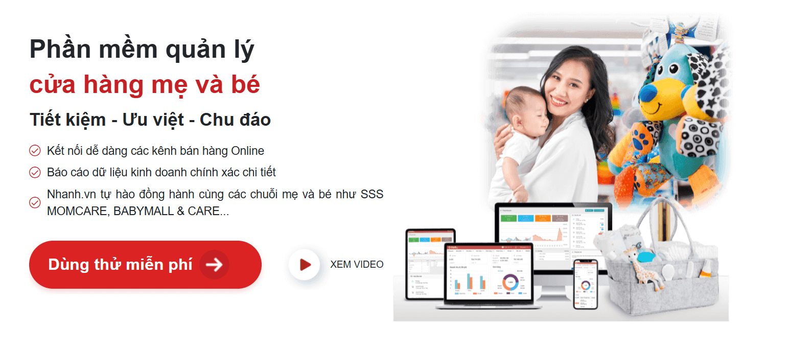 Phần mềm quản lý cửa hàng mẹ và bé