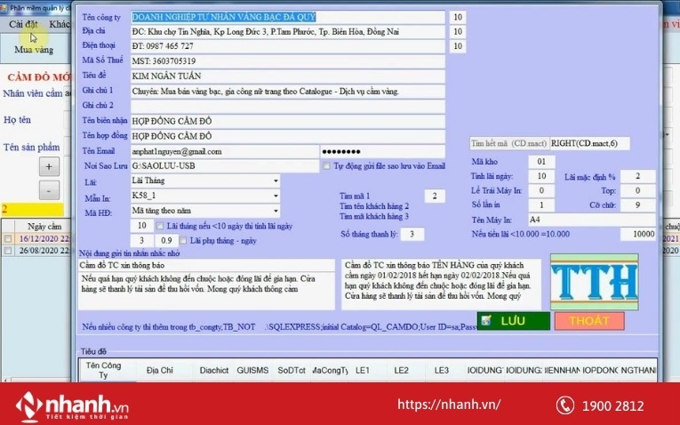 Phần mềm quản lý cửa hàng vàng bạc Toàn Cầu