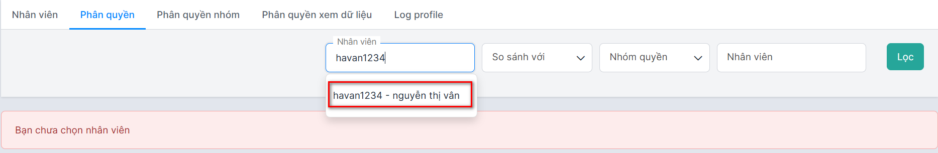 Phân quyền từng nhân viên