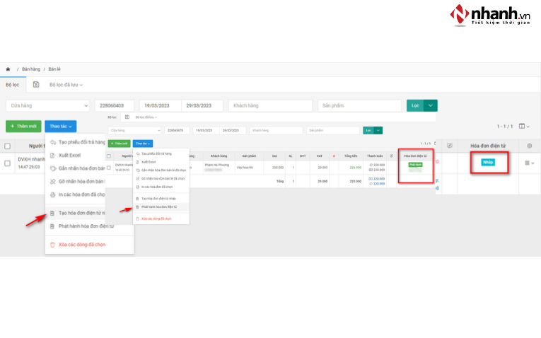Phát hành hóa đơn điện tử
