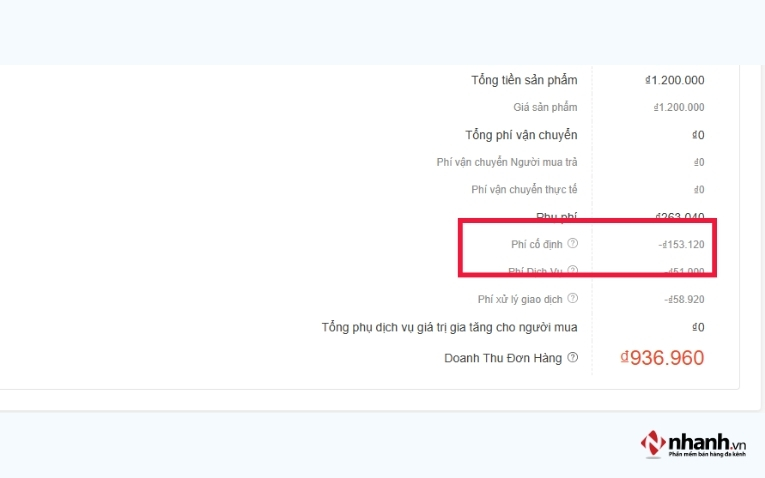Phí cố định trên Shopee