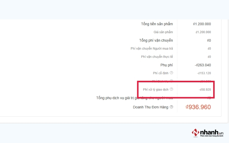 Phí xử lý giao dịch trên Shopee
