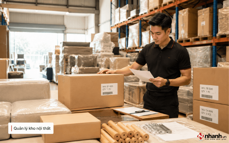 Quản lý kho cửa hàng nội thất theo mã hàng và phụ kiện