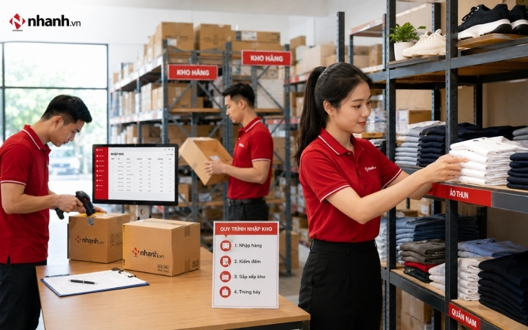 Nhập kho, sắp xếp và trưng bày hàng hóa