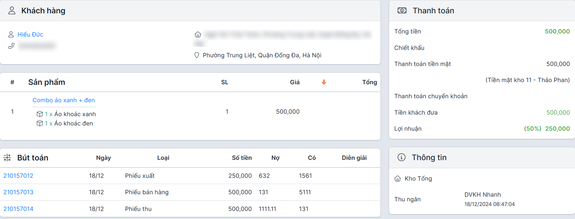 Quản lý sản phẩm combo
