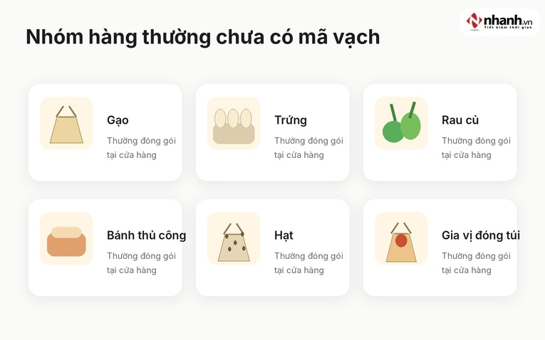 Các sản phẩm tạp hóa thường chưa có mã vạch