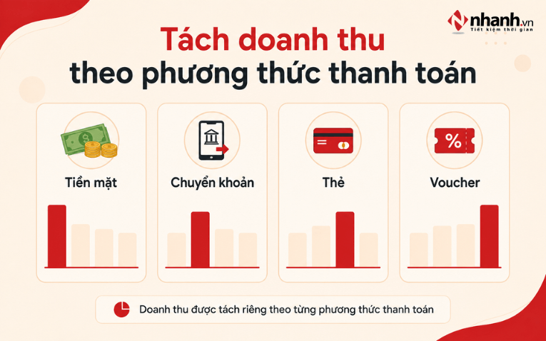 Tách doanh thu theo phương thức thanh toán