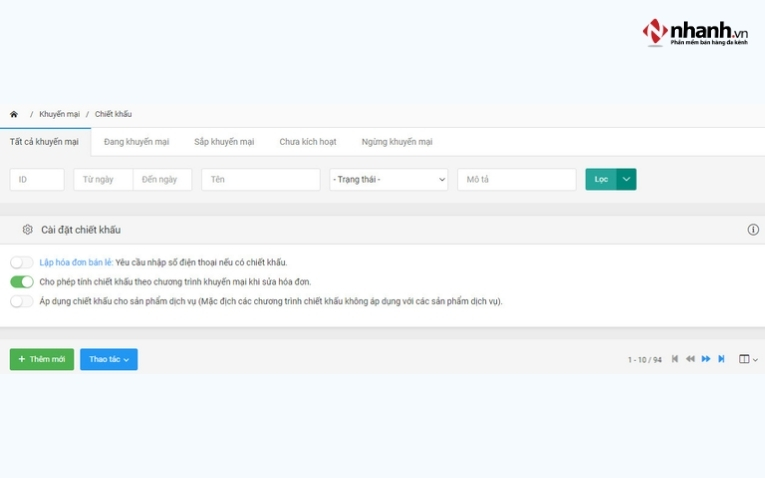 Tạo chiết khấu trên Nhanh.vn