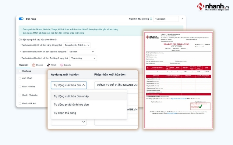 Tạo hóa đơn điện tử tự động trên Nhanh.vn