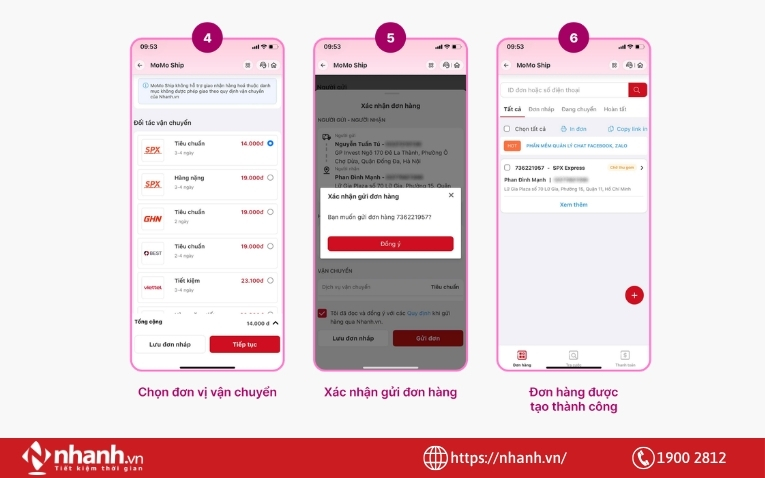 Quy trình tạo đơn trên Cổng vận chuyển MoMo Ship