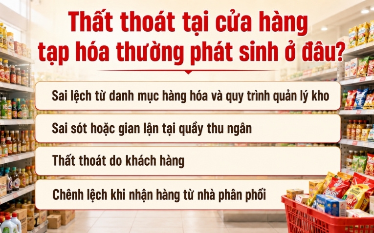 Thất thoát tại cửa hàng tạp hóa thường phát sinh ở đâu?