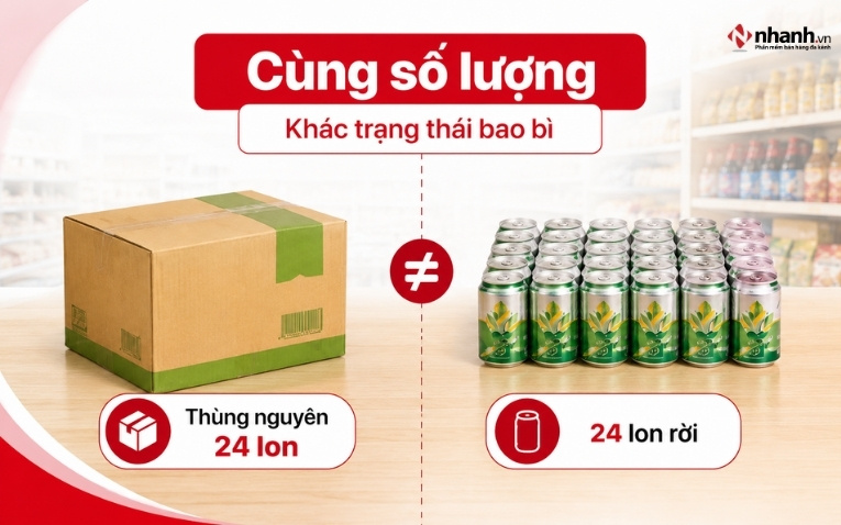 Phân biệt thùng nguyên và số lượng hàng lẻ tương đương