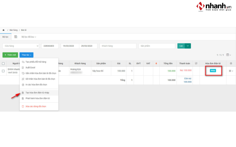 Quản lý hóa đơn điện tử