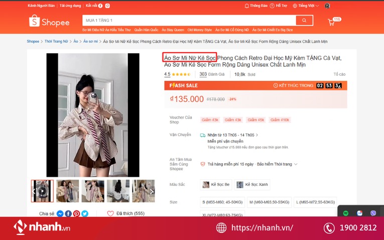 Tiêu đề sản phẩm chứa từ khóa chính