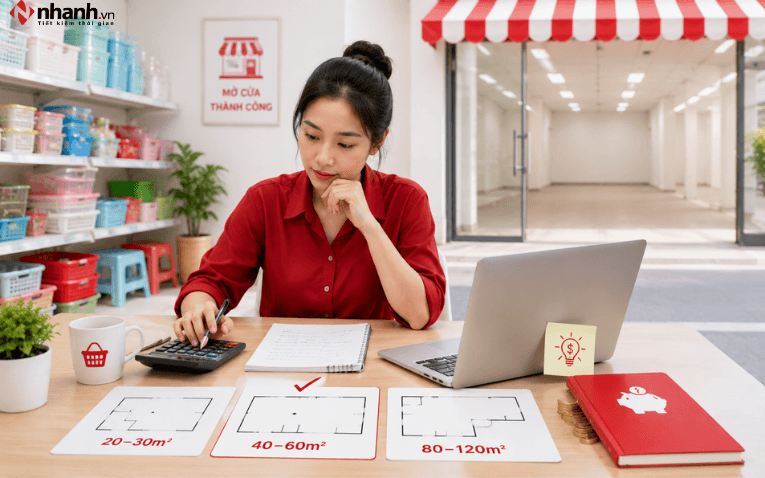 Tìm mặt bằng cửa hàng có diện tích phù hợp với vốn