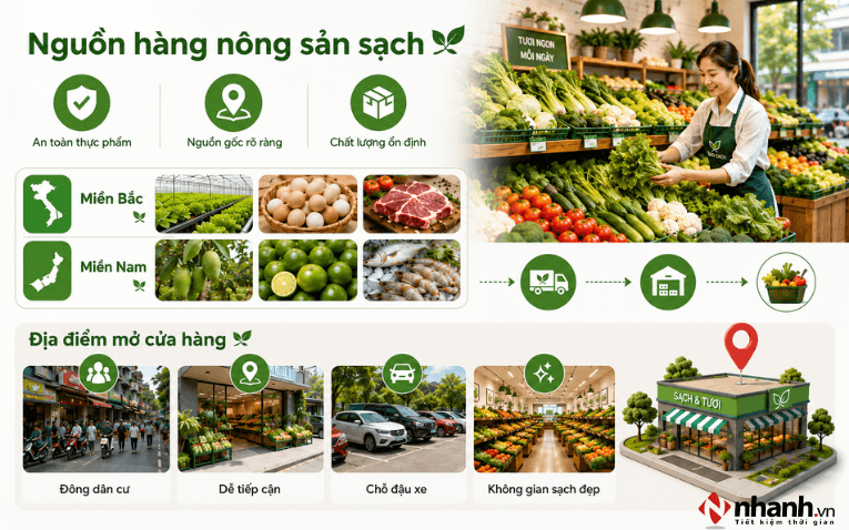 Tìm nguồn hàng để mở cửa hàng nông sản sạch