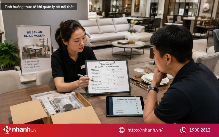 Tình huống thực tế khi quản lý bộ nội thất