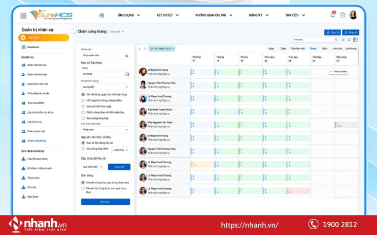 Tính năng chấm công của phần mềm Lạc Việt