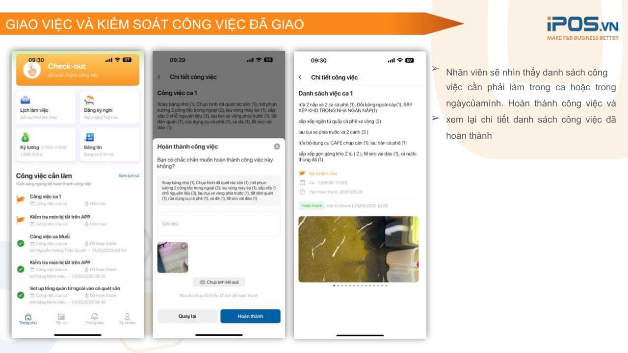 Tính năng giao việc và kiểm soát công việc đã giao trên iPOS HRM
