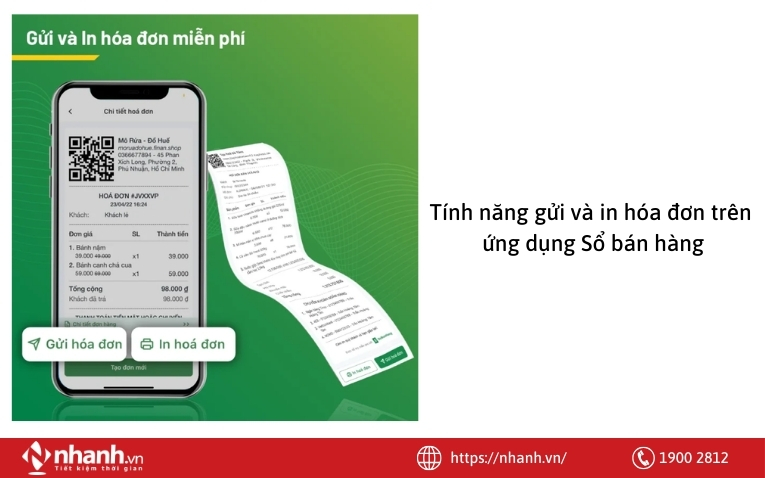 Tính năng gửi và in hóa đơn trên ứng dụng Sổ bán hàng