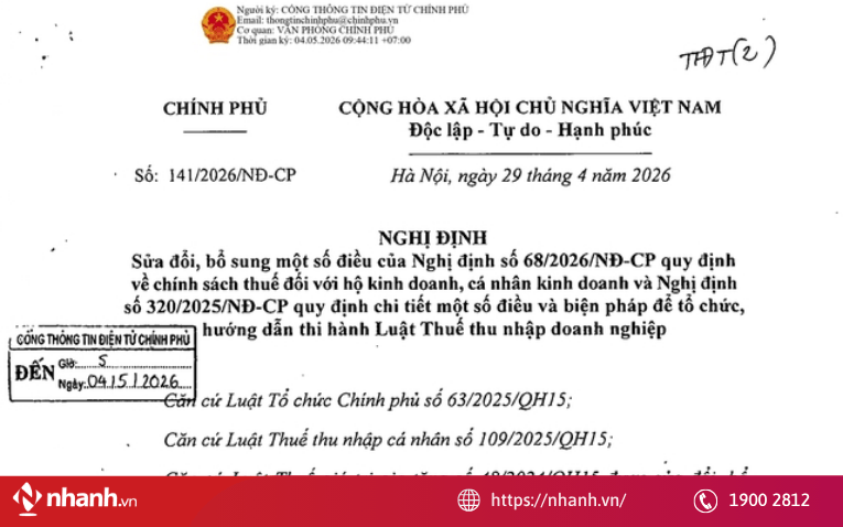 Toàn văn quy định nâng ngưỡng doanh thu không phải chịu thuế lên 1 tỷ đồng