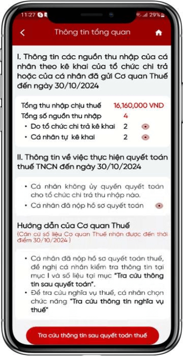 Trường hợp NNT không ủy quyền quyết toán, tổng số thuế nộp thừa trong  kỳ (chỉ tiêu [44]) > 0 và đã gửi tờ khai  02QTT được chấp nhận