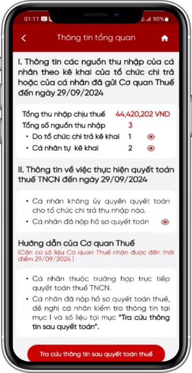 Trường hợp NNT không ủy quyền quyết toán và đã gửi tờ khai 02QTT được chấp nhận