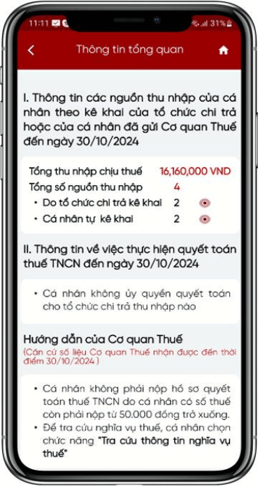 Trường hợp NNT không ủy quyền quyết toán và tổng số thuế còn phải nộp nhỏ hơn 50.000 VND