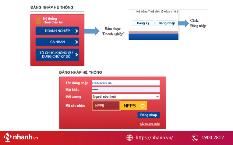 Truy cập hệ thống Thuế điện tử và đăng nhập tài khoản doanh nghiệp