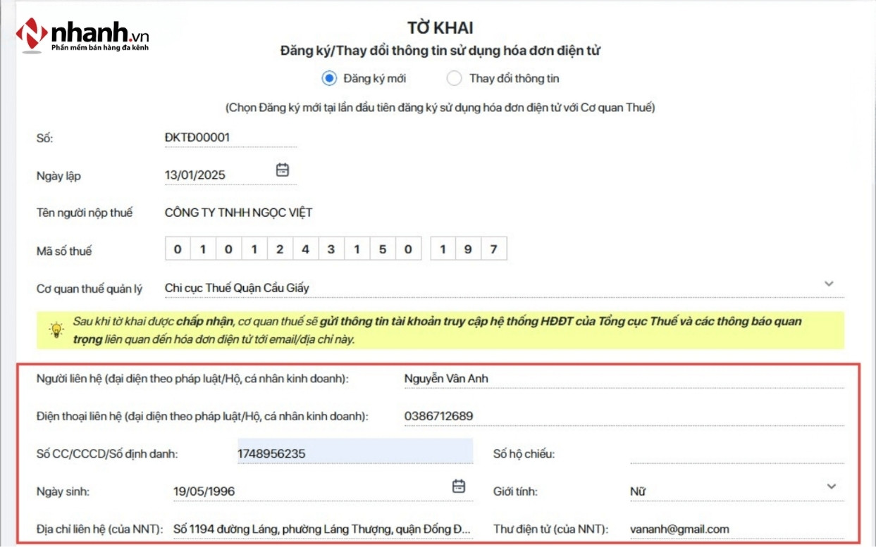 Truy cập hệ thống và điền thông tin chung