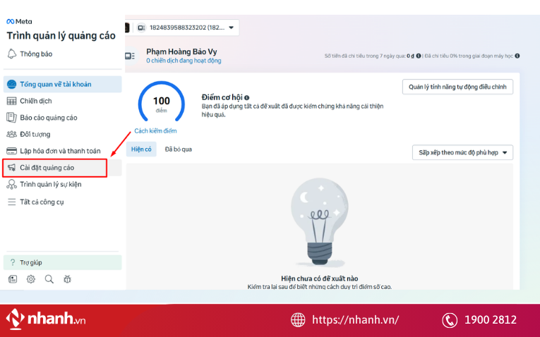 Truy cập phần Cài đặt quảng cáoTìm và truy cập vào “Tạo dữ liệu và pixel”