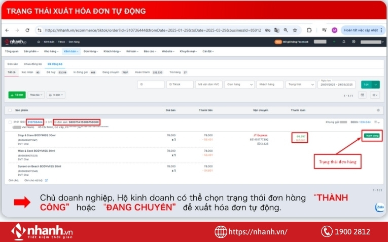 Tự động tạo hoá đơn điện tử đồng bộ với đơn hàng