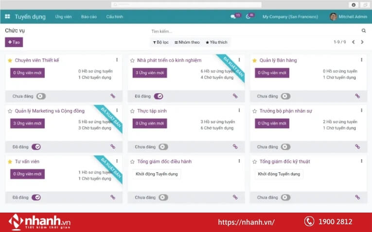 Tuyển dụng nhân sự trên phần mềm Viindoo HRM