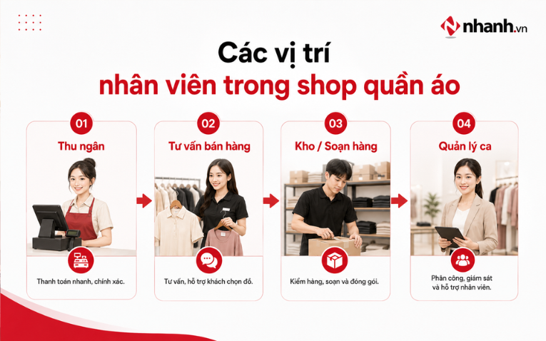 Các vị trí nhân viên trong shop quần áo