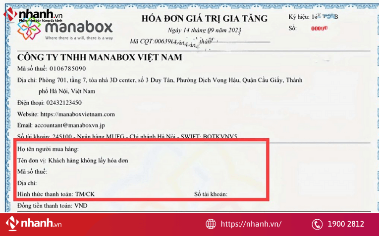 Với hóa đơn điện tử khởi tạo từ máy tính tiền, thông tin người mua không bắt buộc