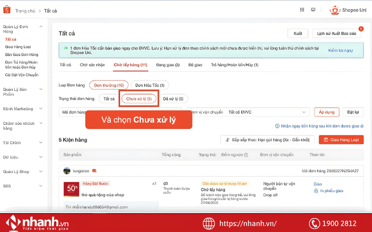 Xác định đúng đơn hàng cần xử lý
