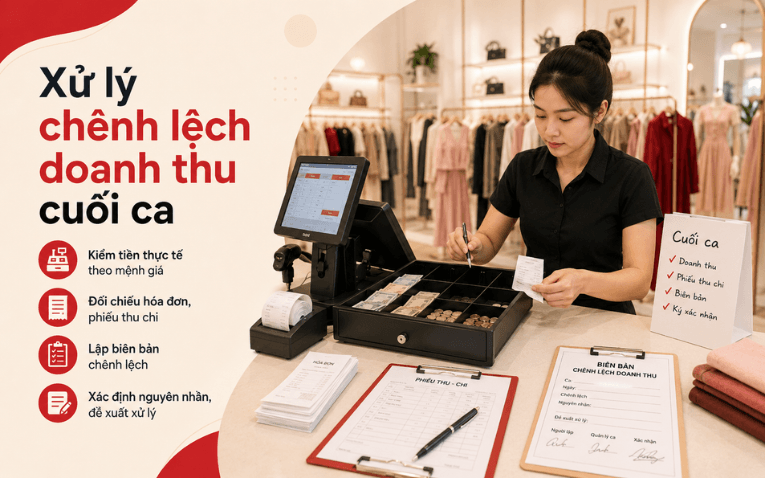 Xử lý chênh lệch doanh thu cuối ca