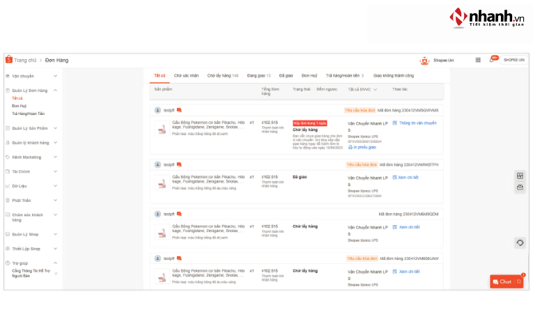 “Yêu cầu hóa đơn” trên Shopee