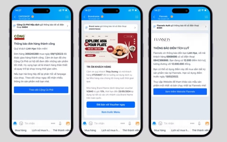 ZALO ZNS - Đa dạng hình thức tin nhắn