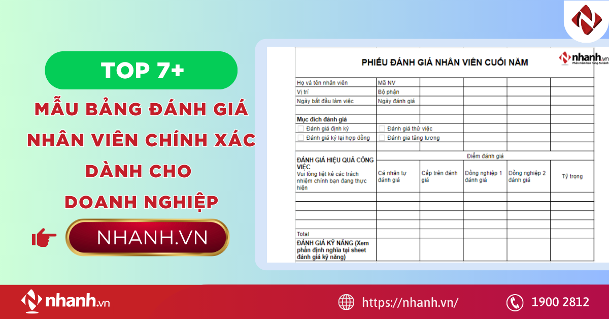 Top 7+ mẫu bảng đánh giá nhân viên chính xác dành cho doanh nghiệp