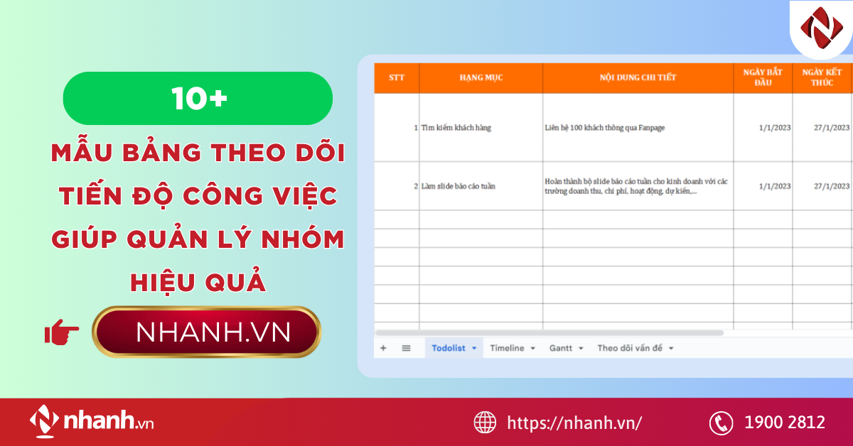 10+ mẫu bảng theo dõi tiến độ công việc giúp quản lý nhóm hiệu quả