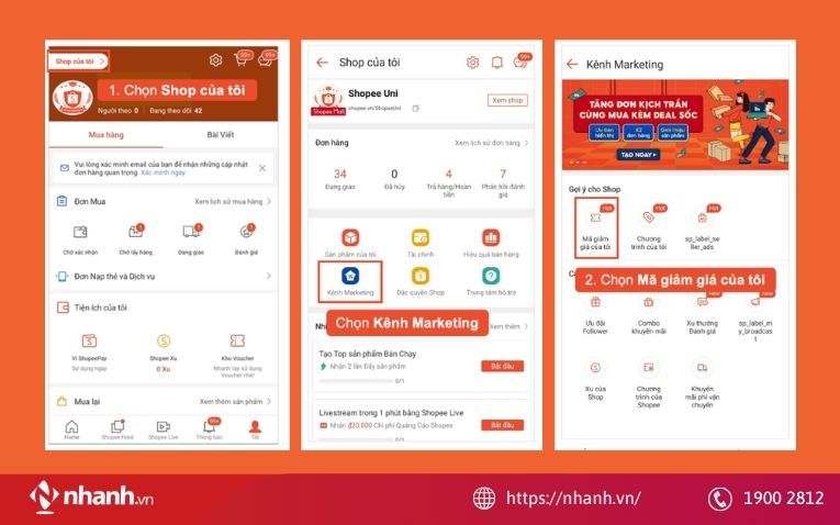Bước 1: Cách tạo mã giảm giá Shopee Live trên Ứng dụng Shopee