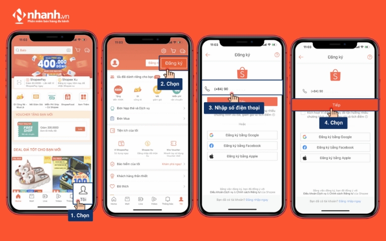 Hướng dẫn tạo tài khoản Shopee trên điện thoại