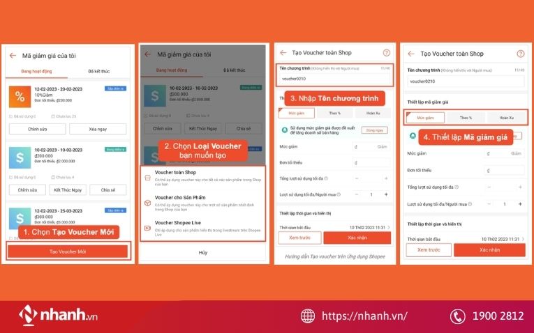 Bước 2: Cách tạo mã giảm giá ngay trên Ứng dụng Shopee