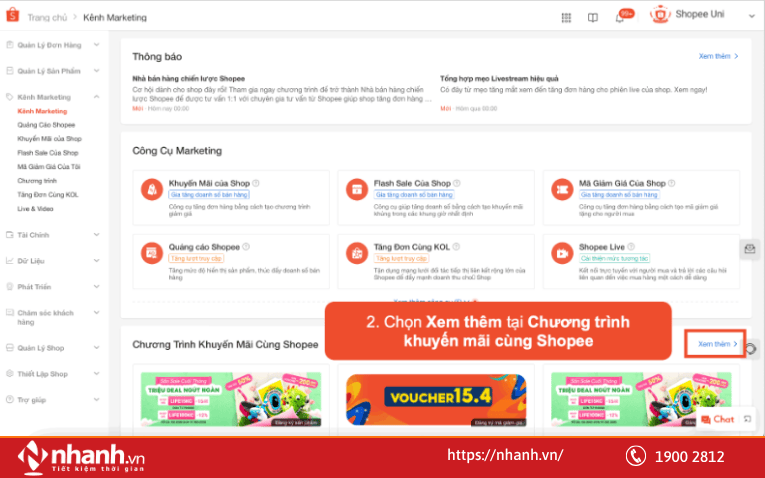 Bước 2: Chọn Xem thêm tại mục Chương trình Shopee